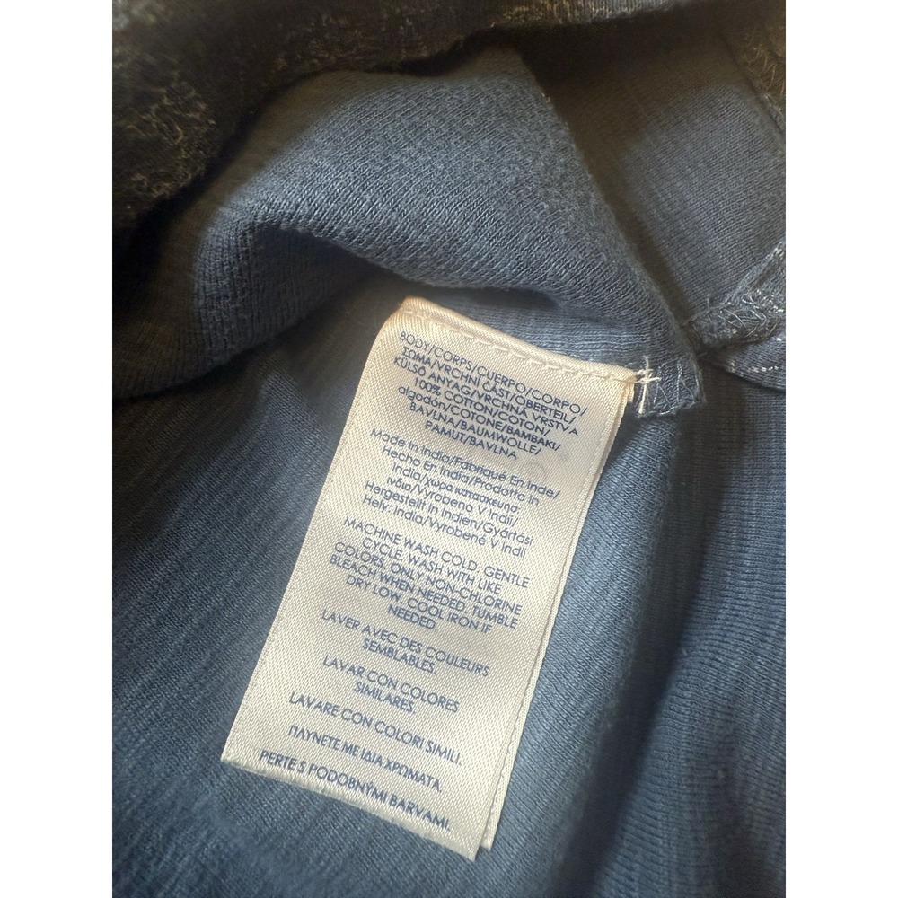 Chaps Women's Sz. M Navy Paisley‎ Print Long Sleeve Henley Shirt 100% Cotton - Picture 8 of 9
